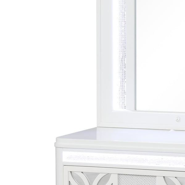 English Elm Abigale White Wood Framed Led Bedroom Mirror Top for Contemporary Nightstand Decor B009P453764