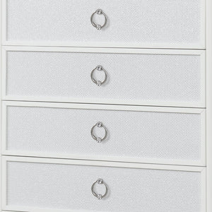 English Elm Abigale White Five Drawer Chest with Led Lighting Velvet Lined Modern Bedroom B009P453765