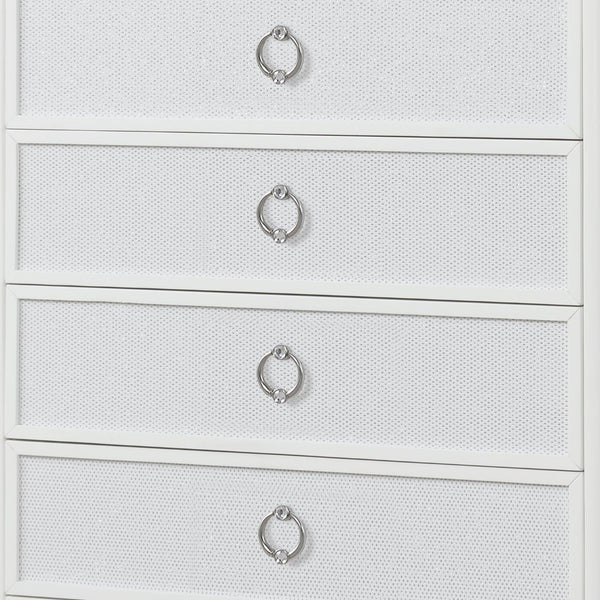 English Elm Abigale White Five Drawer Chest with Led Lighting Velvet Lined Modern Bedroom B009P453765