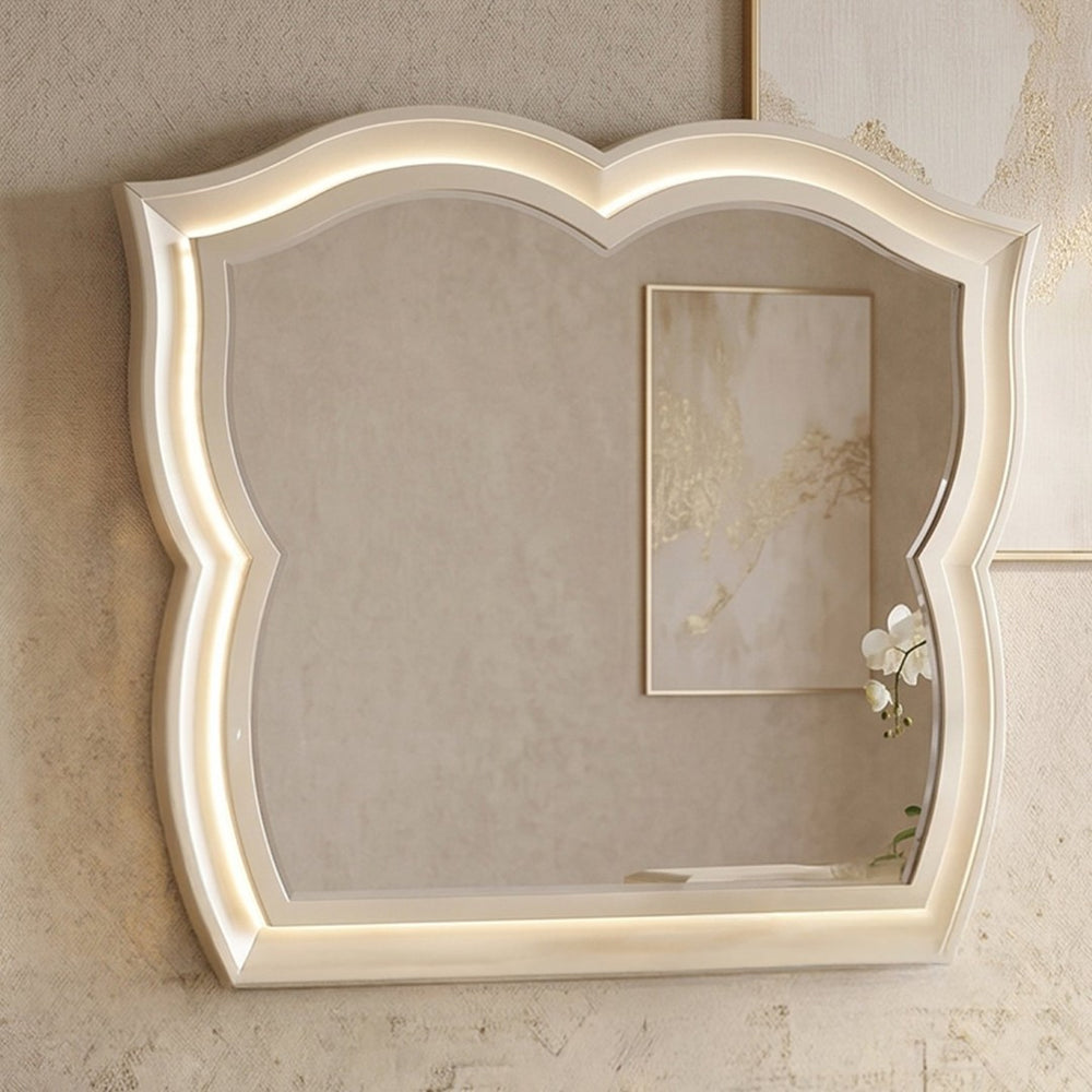 English Elm Flora Sculpted Champagne Dresser Mirror with Led Perimeter Lighting and Gold Trim B009P465740