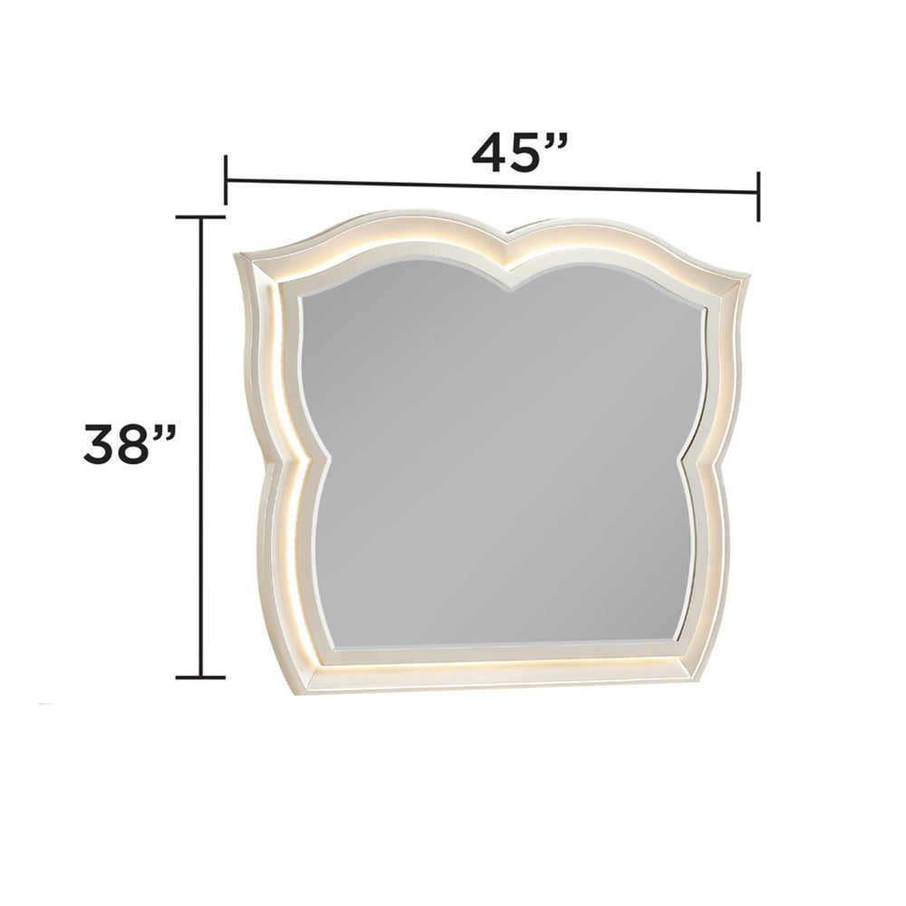 English Elm Flora Sculpted Champagne Dresser Mirror with Led Perimeter Lighting and Gold Trim B009P465740