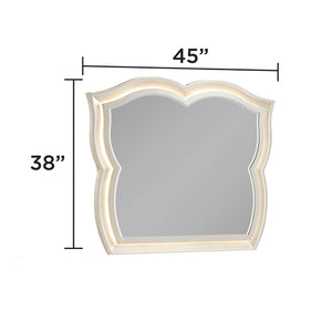 English Elm Flora Sculpted Champagne Dresser Mirror with Led Perimeter Lighting and Gold Trim B009P465740