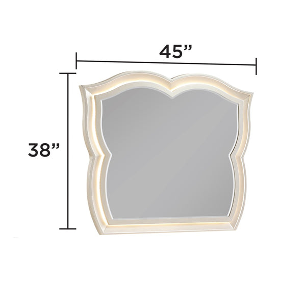 English Elm Flora Sculpted Champagne Dresser Mirror with Led Perimeter Lighting and Gold Trim B009P465740