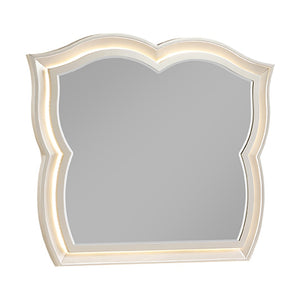 English Elm Flora Sculpted Champagne Dresser Mirror with Led Perimeter Lighting and Gold Trim B009P465740