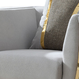 English Elm Contessa Glam Gray Fabric Accent Chair with Gold Frame and Channel Tufted Panels B009P466432