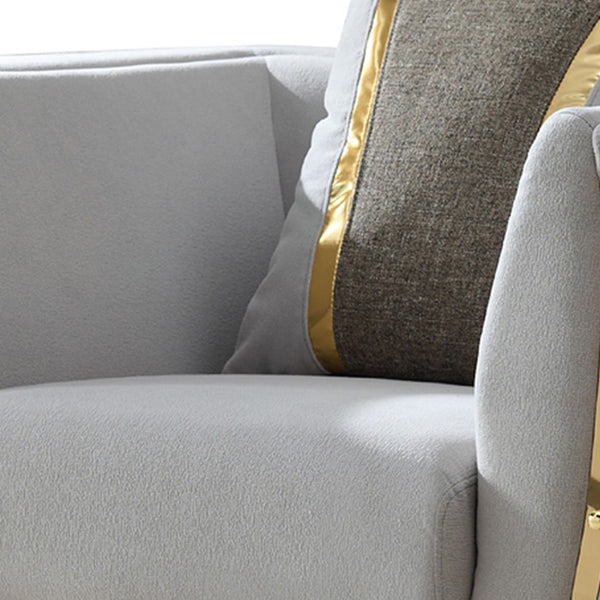 English Elm Contessa Glam Gray Fabric Accent Chair with Gold Frame and Channel Tufted Panels B009P466432