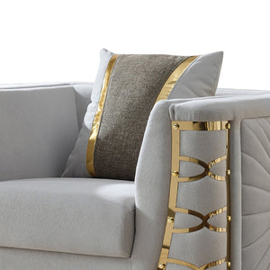 English Elm Contessa Glam Gray Fabric Accent Chair with Gold Frame and Channel Tufted Panels B009P466432