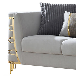 English Elm Contessa Glam Fabric Loveseat with Gold Tone Legs and Curved Arms for Compact Living Gray B009P466433