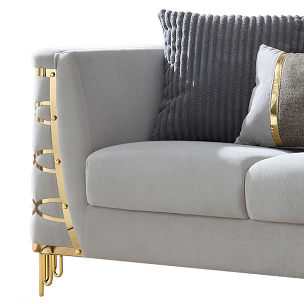 English Elm Contessa Glam Fabric Loveseat with Gold Tone Legs and Curved Arms for Compact Living Gray B009P466433