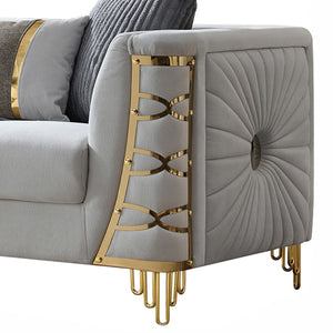 English Elm Contessa Glam Fabric Loveseat with Gold Tone Legs and Curved Arms for Compact Living Gray B009P466433