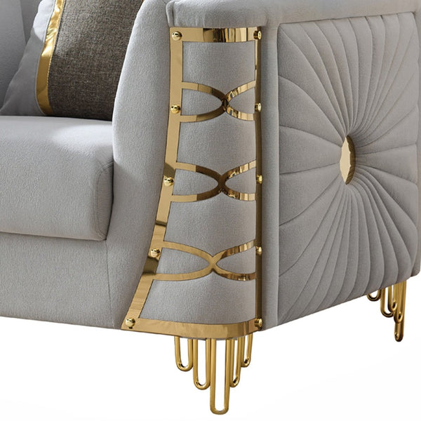 English Elm Contessa Glam Fabric Loveseat with Gold Tone Legs and Curved Arms for Compact Living Gray B009P466433