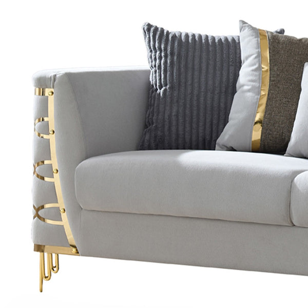English Elm Contessa Glam Gray Fabric Accent Chair with Gold Frame and Channel Tufted Panels Gray B009P466434
