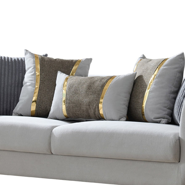 English Elm Contessa Glam Gray Fabric Accent Chair with Gold Frame and Channel Tufted Panels Gray B009P466434