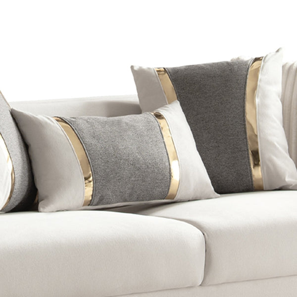 English Elm Contessa Glam Gray Fabric Accent Chair with Gold Frame and Channel Tufted Panels Beige B009P466435