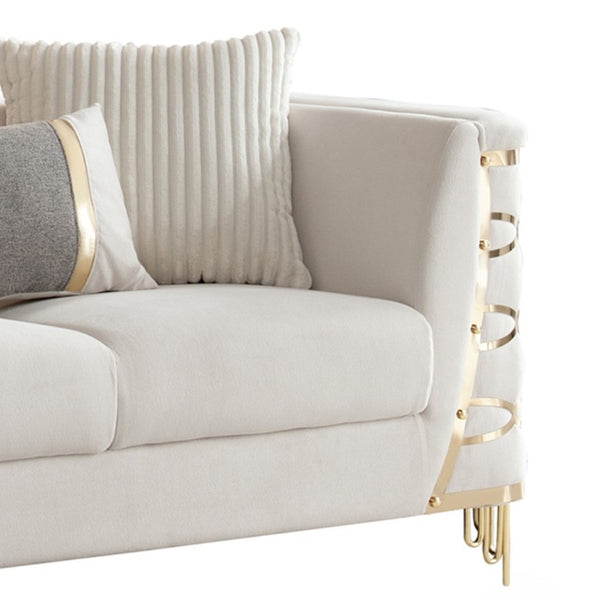 English Elm Contessa Glam Beige Fabric Loveseat with Gold Accents and High Density Foam Seating B009P466437
