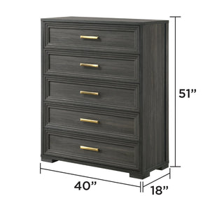English Elm Colorado Tall Wood Chest with Deep Drawers and Ball-bearing Glides for Modern Bedrooms B009P466450