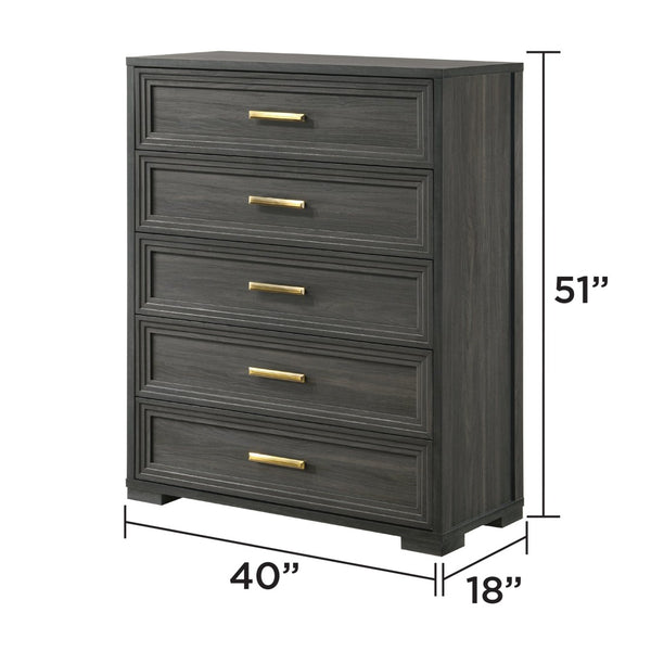 English Elm Colorado Tall Wood Chest with Deep Drawers and Ball-bearing Glides for Modern Bedrooms B009P466450