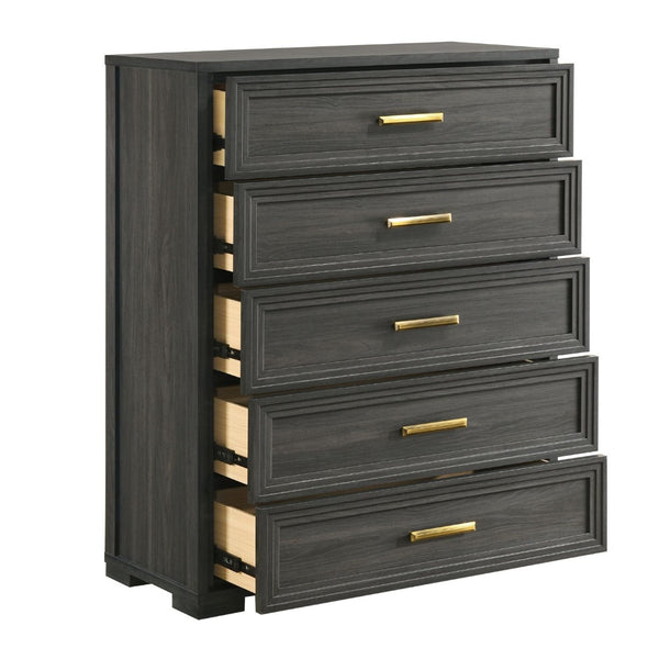 English Elm Colorado Tall Wood Chest with Deep Drawers and Ball-bearing Glides for Modern Bedrooms B009P466450