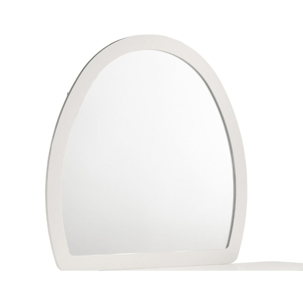 English Elm Giovanni Curved White Frame Dresser Mirror with Gold Accent Trim for Elegant Bedrooms B009P466458