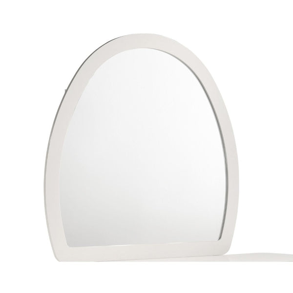 English Elm Giovanni Curved White Frame Dresser Mirror with Gold Accent Trim for Elegant Bedrooms B009P466458
