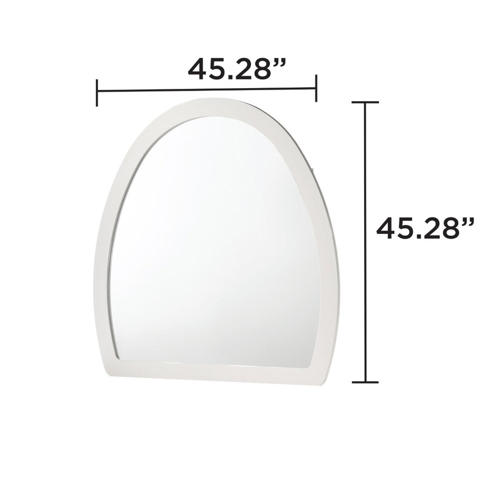 English Elm Giovanni Curved White Frame Dresser Mirror with Gold Accent Trim for Elegant Bedrooms B009P466458