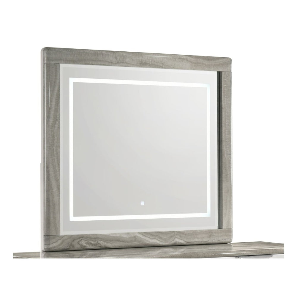 English Elm Jazz LED Wall Mirror with Marble Grain Frame Touch Sensor Bedroom Vanity B009P466467