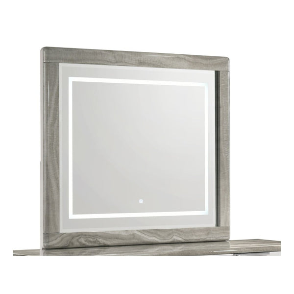 English Elm Jazz LED Wall Mirror with Marble Grain Frame Touch Sensor Bedroom Vanity B009P466467