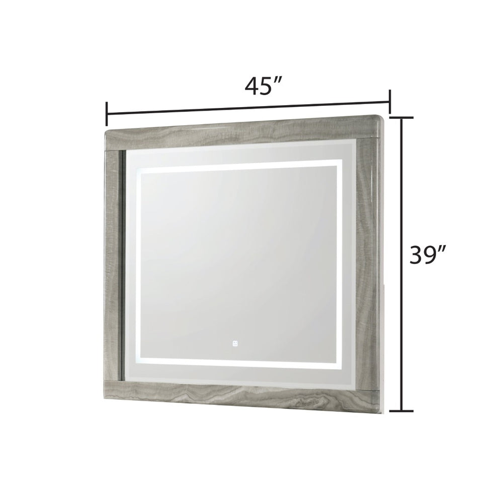 English Elm Jazz LED Wall Mirror with Marble Grain Frame Touch Sensor Bedroom Vanity B009P466467