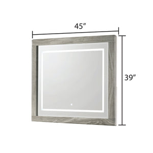 English Elm Jazz LED Wall Mirror with Marble Grain Frame Touch Sensor Bedroom Vanity B009P466467