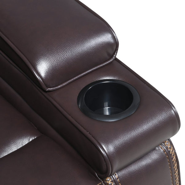 English Elm Lexus Power Recliner Chair with Led Lighting Air Leather and Birch Wood Frame Brown B009P471686