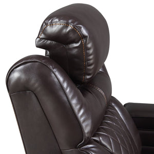 English Elm Lexus Power Recliner Chair with Led Lighting Air Leather and Birch Wood Frame Brown B009P471686