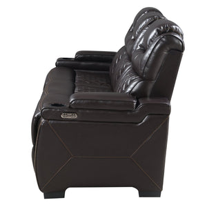 English Elm Lexus Power Reclining Sofa with Led Lighting Air Leather Home Theater Seating Brown B009P471688