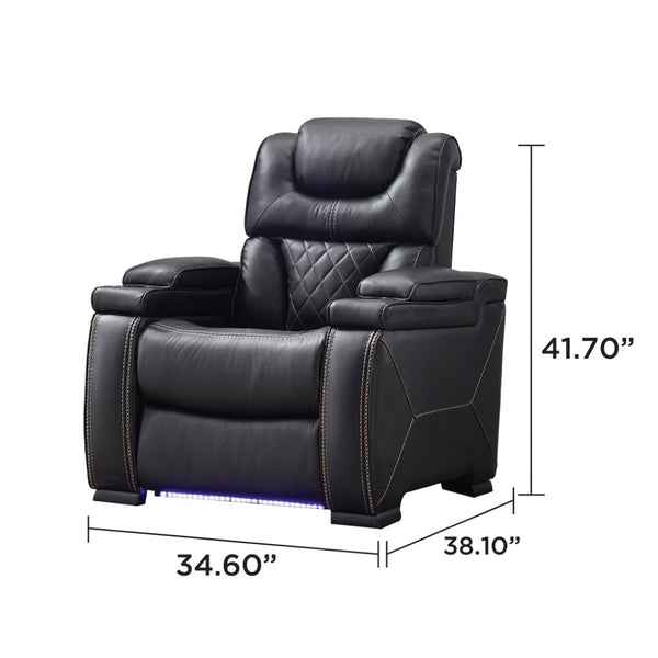 English Elm Lexus Power Recliner Chair with Led Lighting Air Leather and Birch Wood Frame Black B009P471689