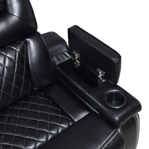 English Elm Lexus Power Recliner Chair with Led Lighting Air Leather and Birch Wood Frame Black B009P471689