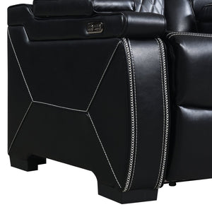 English Elm Lexus Power Recliner Chair with Led Lighting Air Leather and Birch Wood Frame Black B009P471689