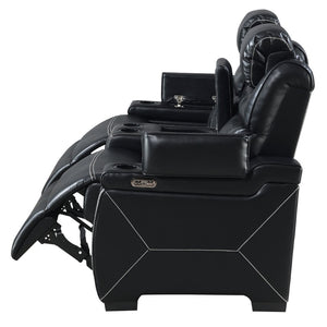 English Elm Lexus Power Reclining Loveseat with Led Lighting Air Leather Home Theater Seating Black B009P471690