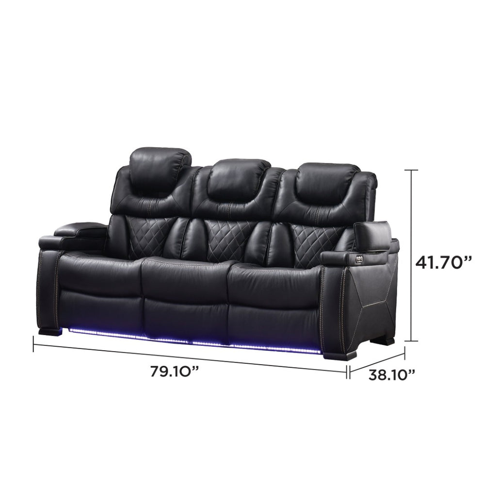 English Elm Lexus Power Reclining Sofa with Led Lighting Air Leather Home Theater Seating Black B009P471691