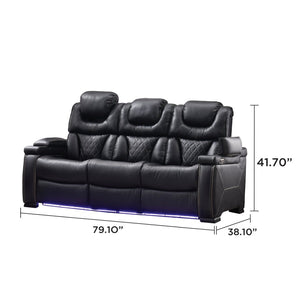 English Elm Lexus Power Reclining Sofa with Led Lighting Air Leather Home Theater Seating Black B009P471691