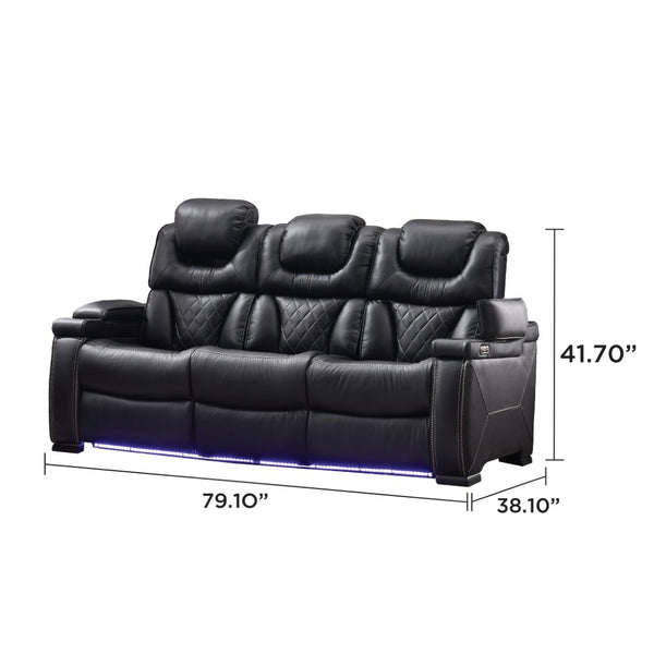 English Elm Lexus Power Reclining Sofa with Led Lighting Air Leather Home Theater Seating Black B009P471691