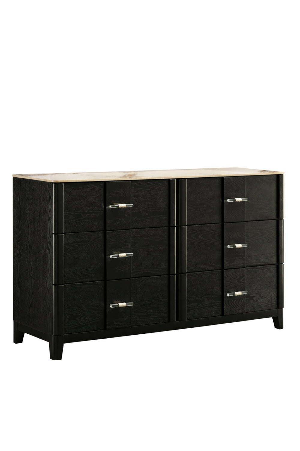English Elm Opel Six Drawer Dresser Sintered Stone Top Velvet Lined Contemporary Bedroom Storage B009P473967