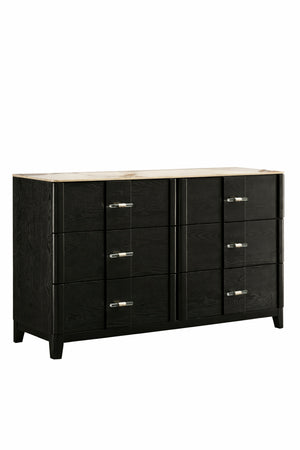 English Elm Opel Six Drawer Dresser Sintered Stone Top Velvet Lined Contemporary Bedroom Storage B009P473967