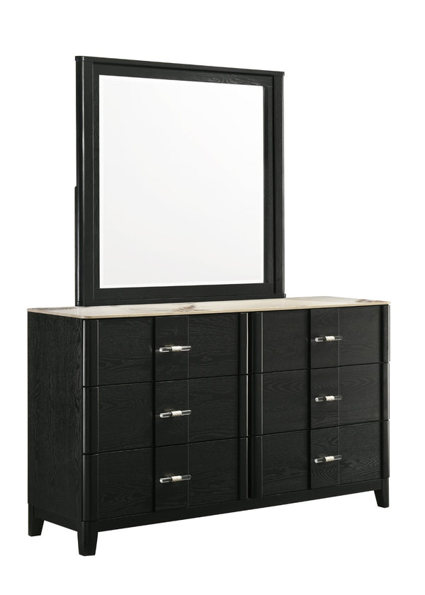 English Elm Opel Six Drawer Dresser Sintered Stone Top Velvet Lined Contemporary Bedroom Storage B009P473967