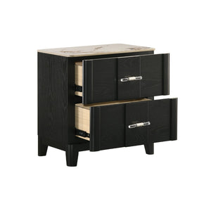 English Elm Opel Modern Nightstand Sintered Stone Top Velvet Lined Drawer Acrylic Pulls B009P473969
