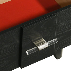English Elm Opel Modern Nightstand Sintered Stone Top Velvet Lined Drawer Acrylic Pulls B009P473969
