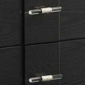 English Elm Opel Modern Nightstand Sintered Stone Top Velvet Lined Drawer Acrylic Pulls B009P473969