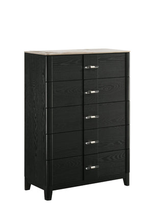 English Elm Opel Five Drawer Chest Sintered Stone Top Acrylic Pulls Contemporary Bedroom Storage B009P473970