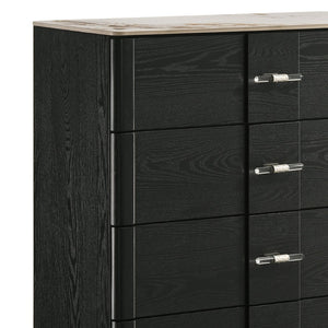 English Elm Opel Five Drawer Chest Sintered Stone Top Acrylic Pulls Contemporary Bedroom Storage B009P473970