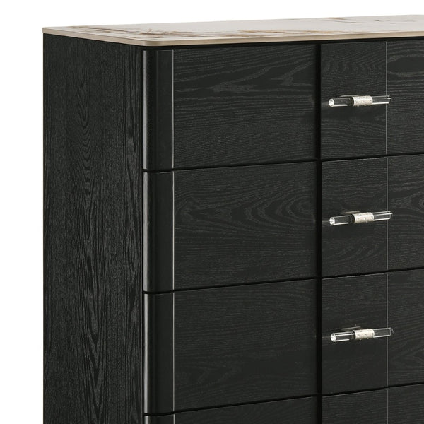 English Elm Opel Five Drawer Chest Sintered Stone Top Acrylic Pulls Contemporary Bedroom Storage B009P473970
