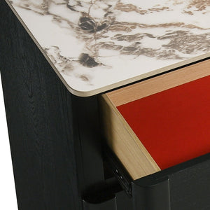 English Elm Opel Five Drawer Chest Sintered Stone Top Acrylic Pulls Contemporary Bedroom Storage B009P473970