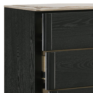 English Elm Opel Five Drawer Chest Sintered Stone Top Acrylic Pulls Contemporary Bedroom Storage B009P473970